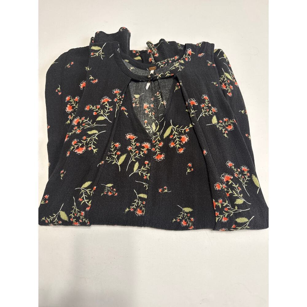 Free People Floral Swing Dress Sleeveless Keyhole Cutout Boho Chic Size Large - Picture 11 of 11